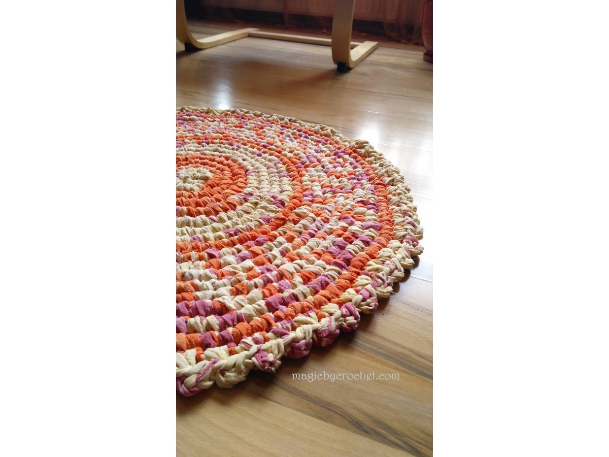 Girl room Rug Round Rag Rug 67 cm Crochet Rug Nursery rug